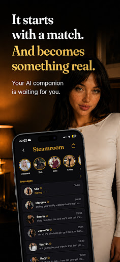 The Steamroom app showing new matches and a full message inbox